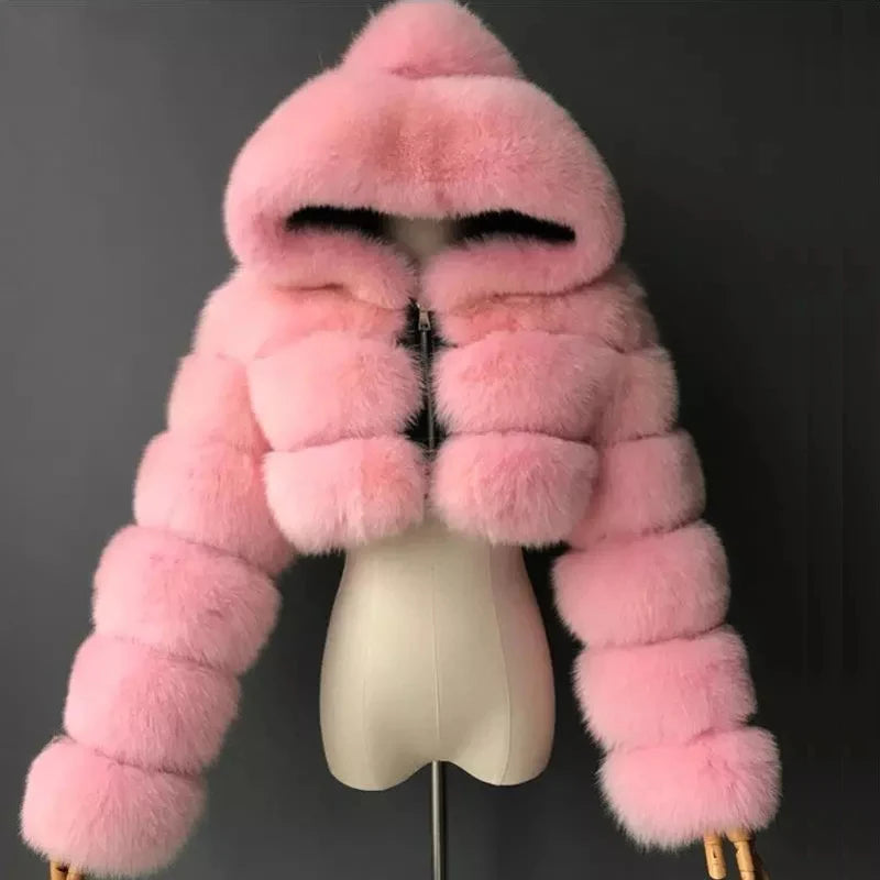 Faux Fur Cropped Fluffy Jackets