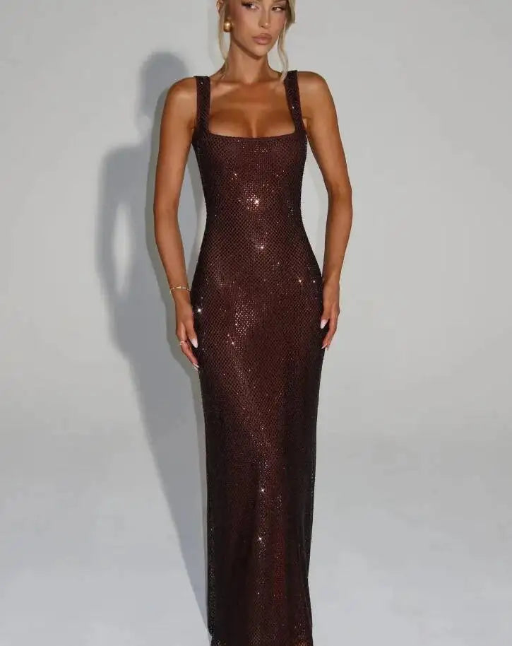 Sexy Backless Sequined Maxi Dress