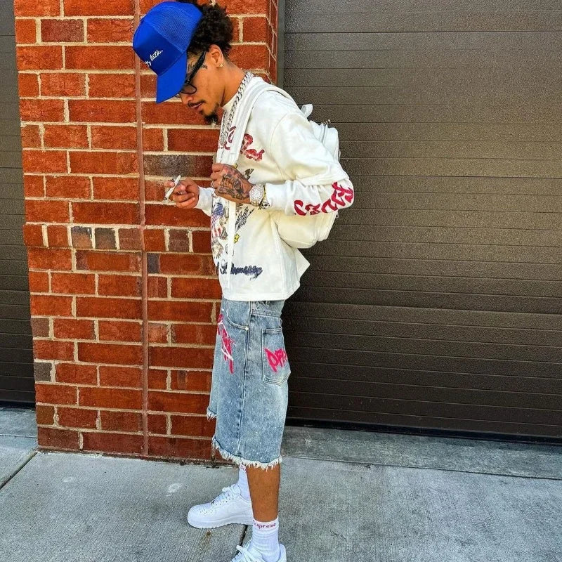 Y2K Graffiti  Distressed Shorts