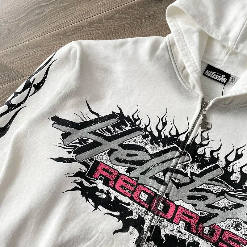 HS Flame Glitter Zip-Up Hoodie