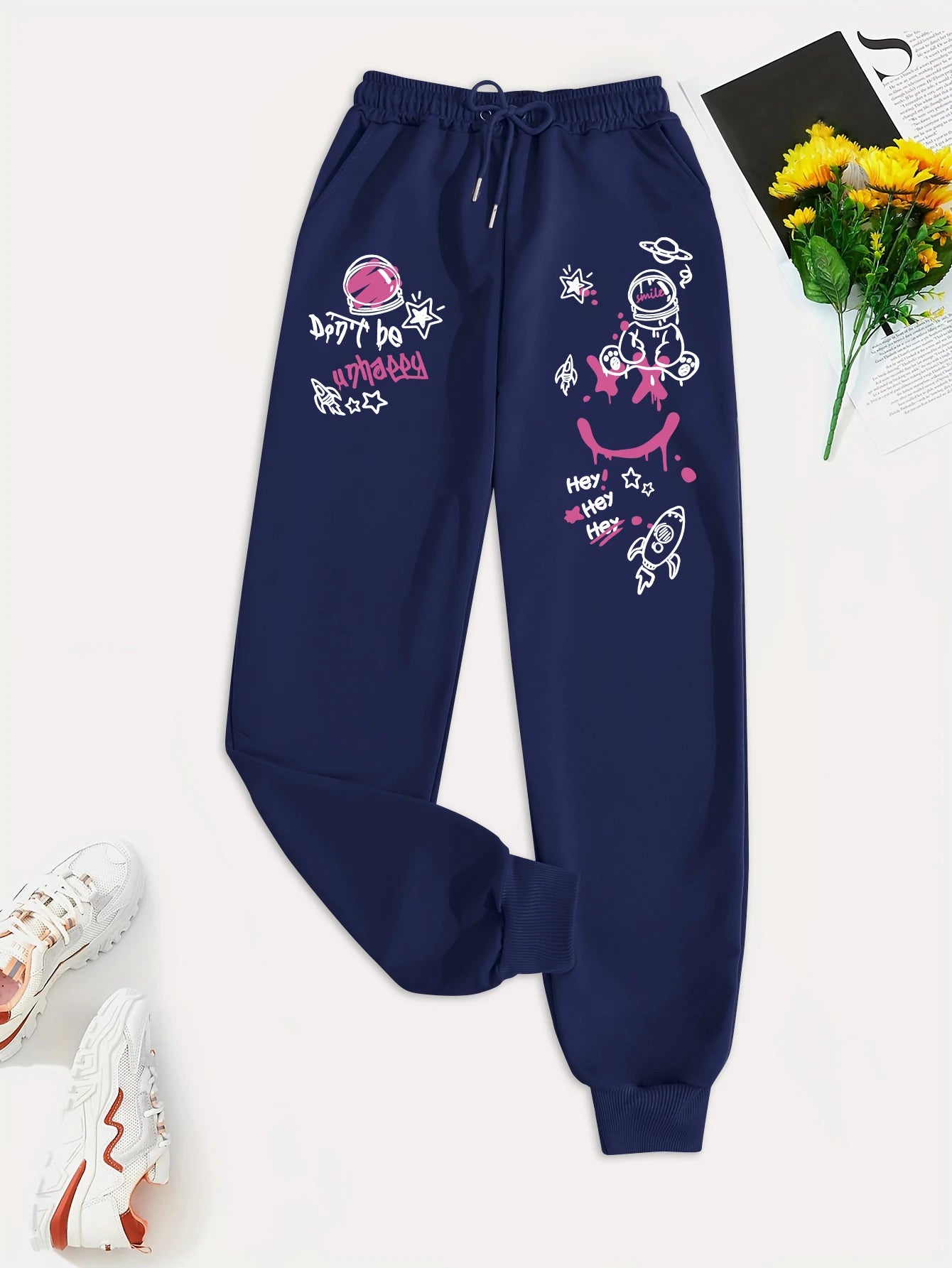 Women’s Graffiti Print Streetwear Pants