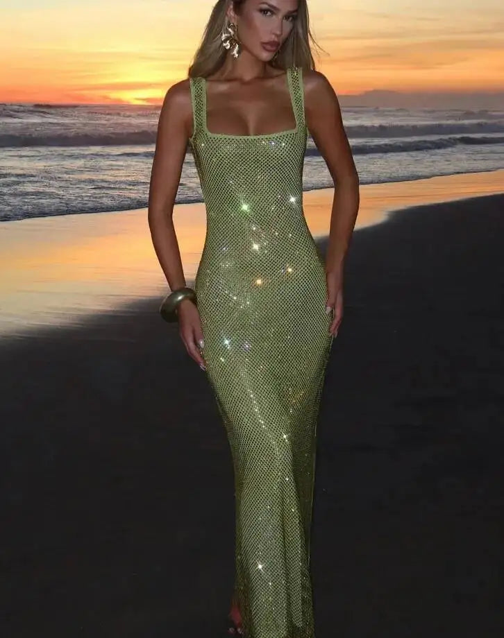 Sexy Backless Sequined Maxi Dress