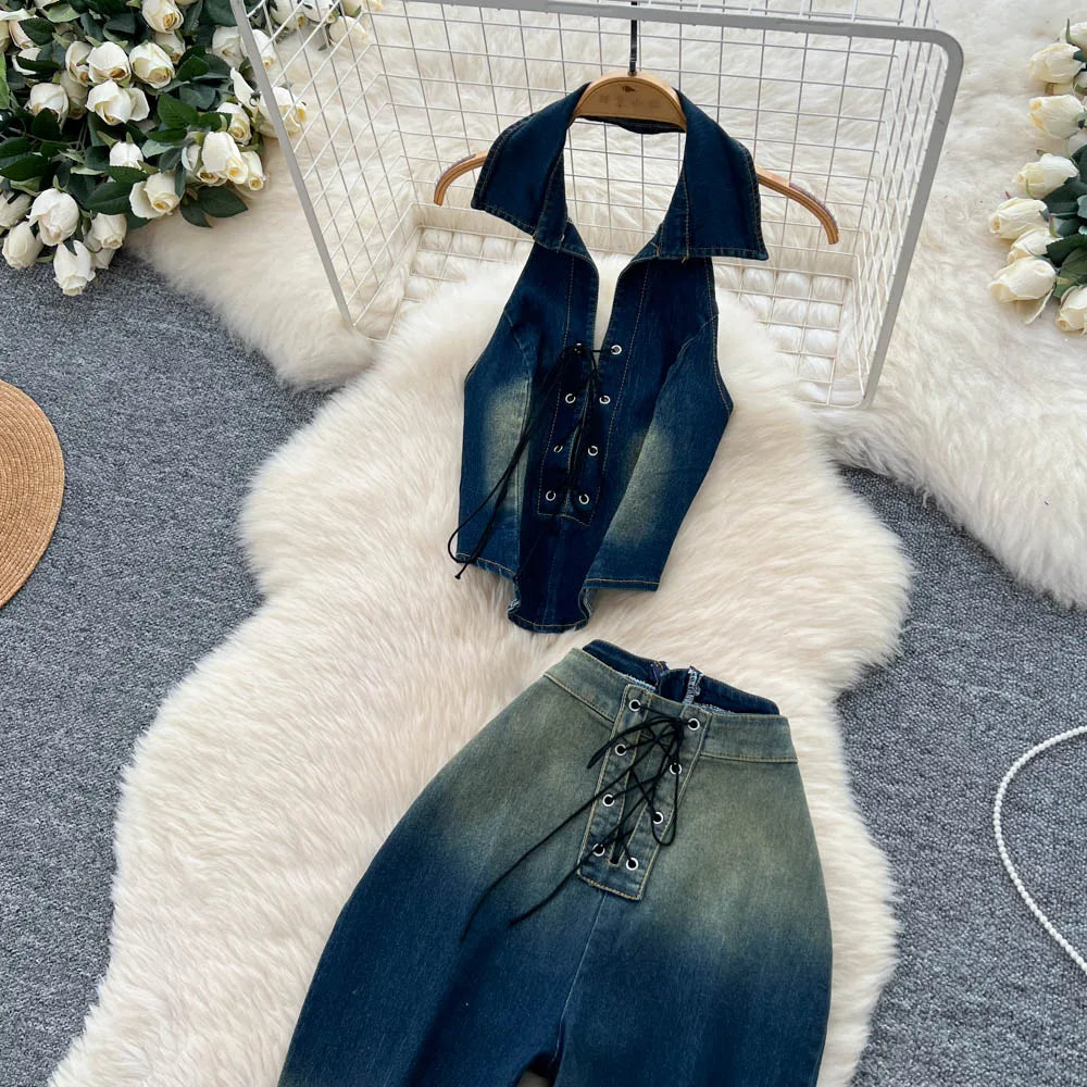 SINGREINY Women Denim Set