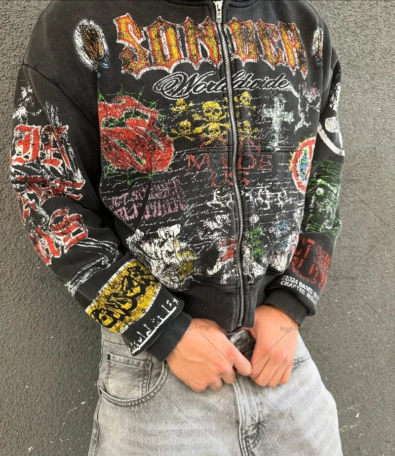 Retro Gothic Streetwear Hoodie