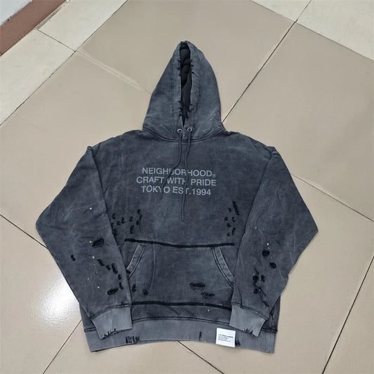 Vintage Ink Splatter Washed Hoodie