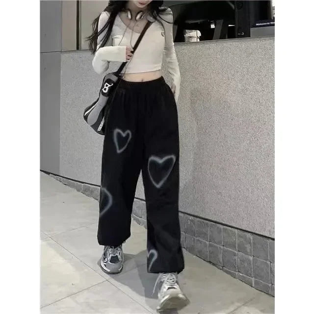 Loose Fit White Heart Pants