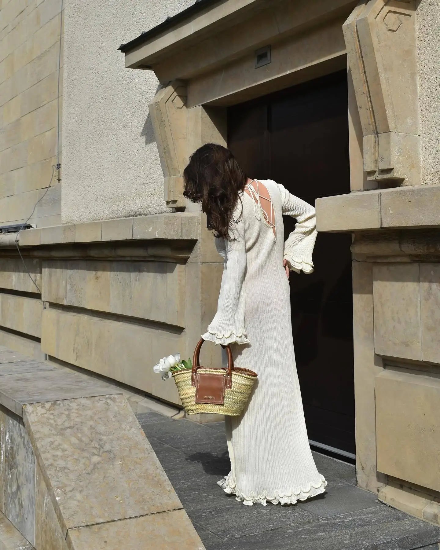 Women Lace-Up Maxi Dress