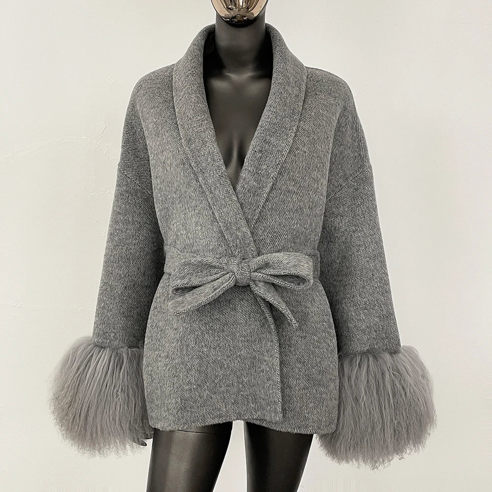 Women Wool Fur Coat