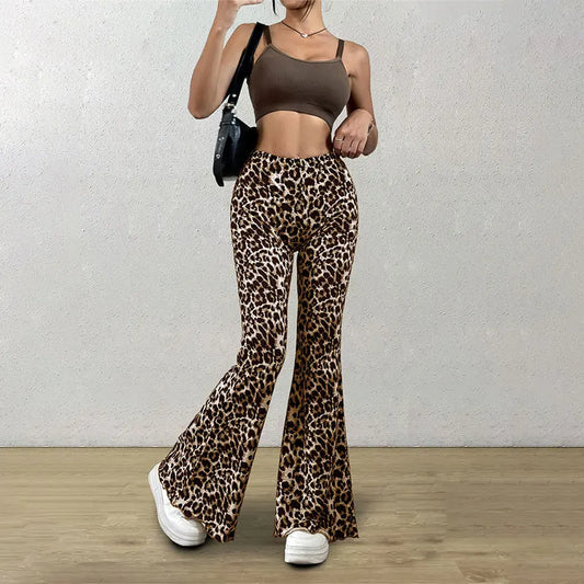 Leopard Flare Trousers