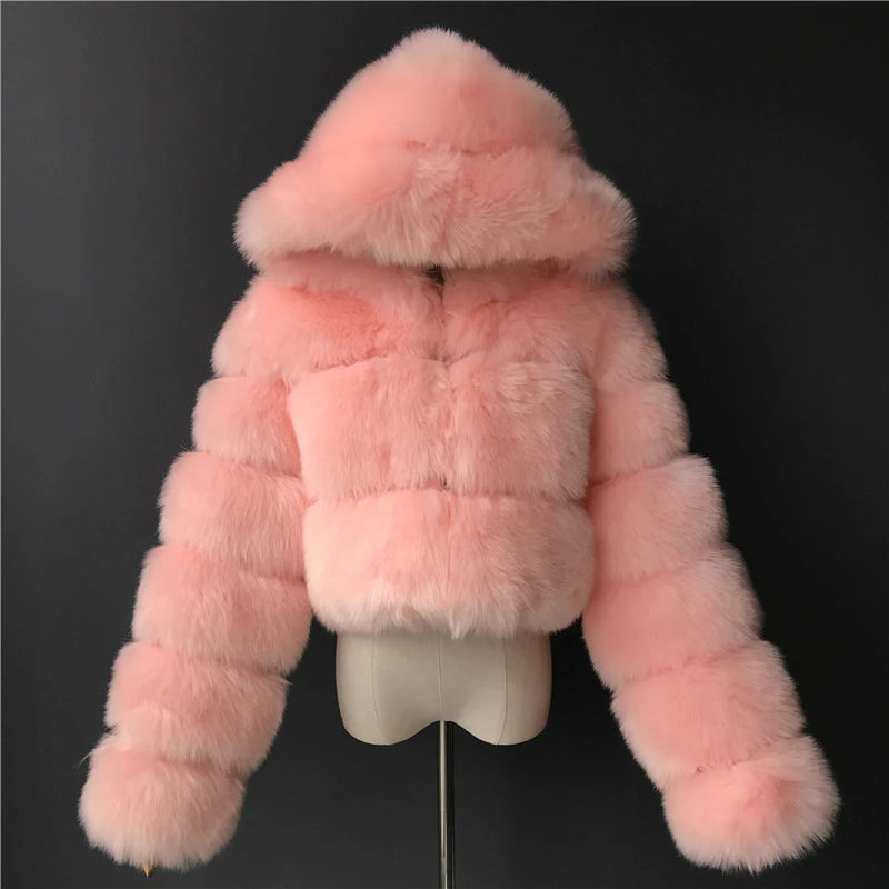 Faux Fur Cropped Fluffy Jackets