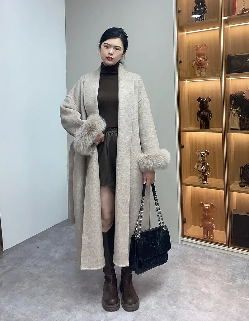 Women Wool Fur Coat