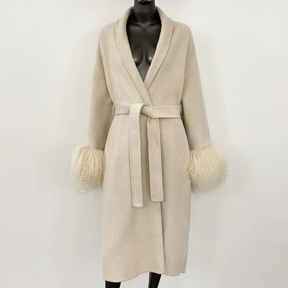 Women Wool Fur Coat