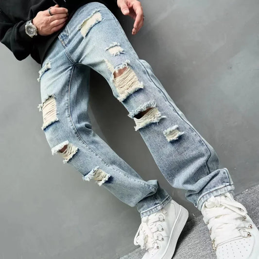 Men’s Ripped Straight Jeans