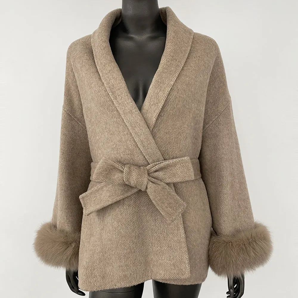 Women Wool Fur Coat