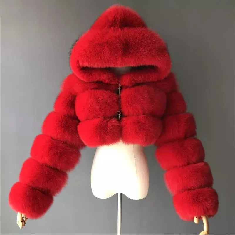 Faux Fur Cropped Fluffy Jackets