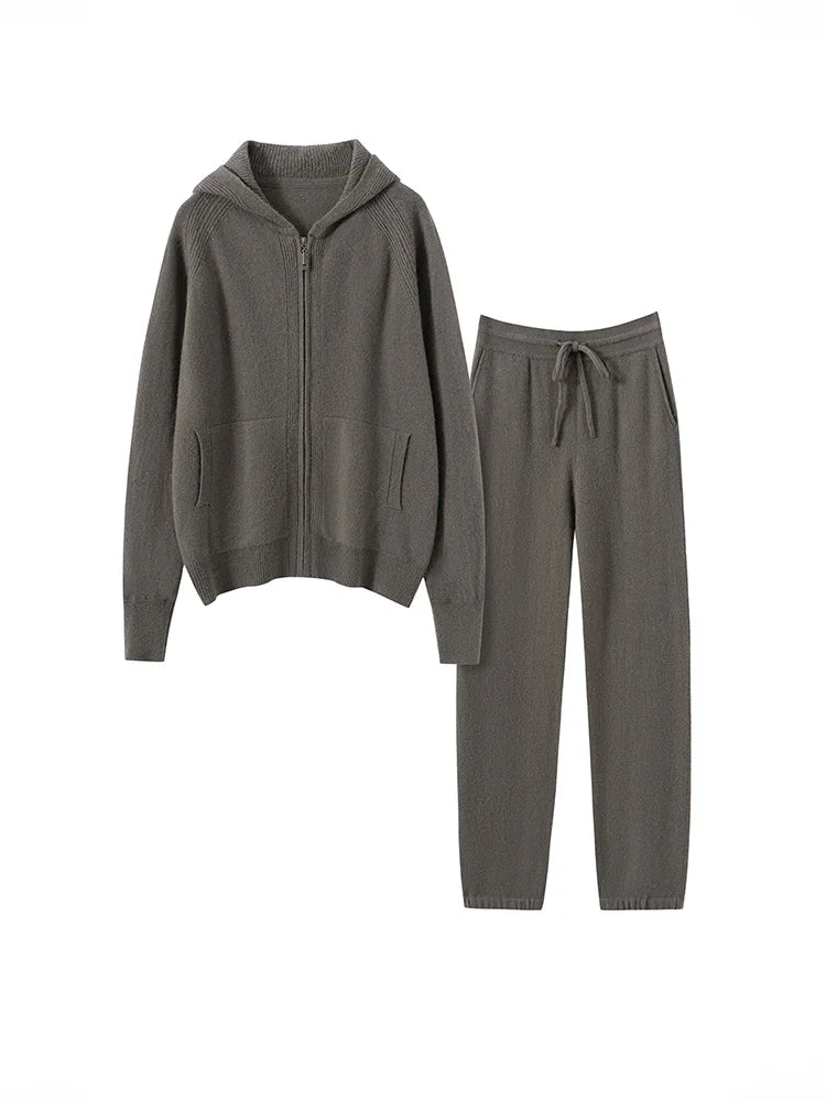 Cashmere Hooded Cardigan Set