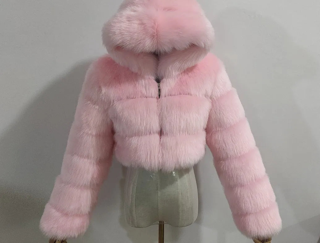 Faux Fur Cropped Fluffy Jackets