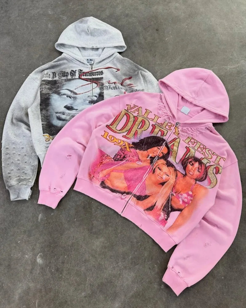 Y2K Cartoon Zipper Hoodie