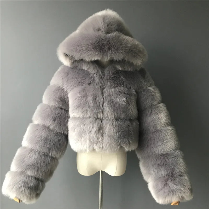 Faux Fur Cropped Fluffy Jackets
