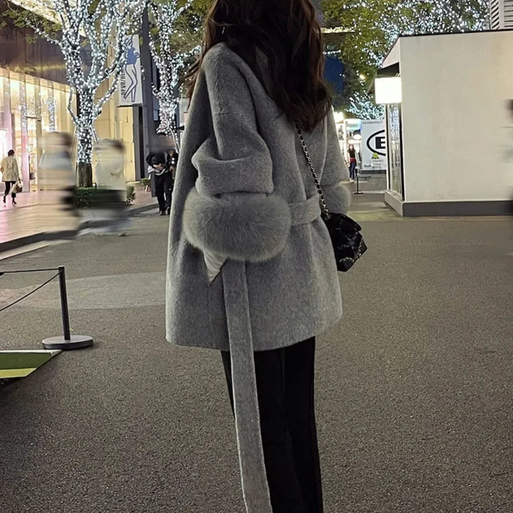 Women Wool Fur Coat