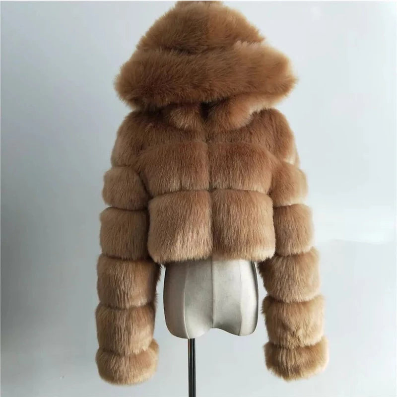 Faux Fur Cropped Fluffy Jackets