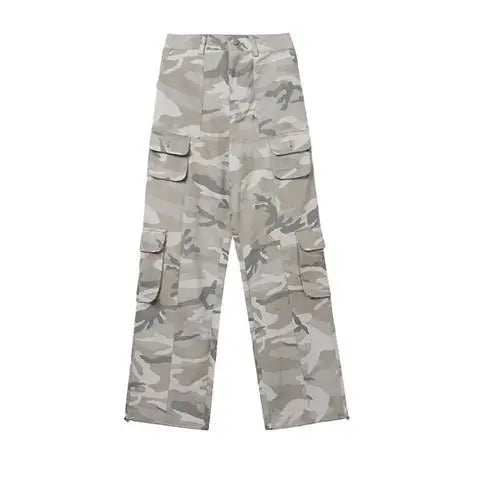 New 2025 Camouflage Cargo Pants for Men Elastic Waist Casual Pants Spring Autumn Hiphop Multi Pocket Baggy Streetwear Trousers