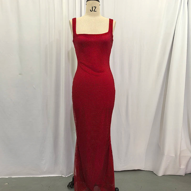 Sexy Backless Sequined Maxi Dress