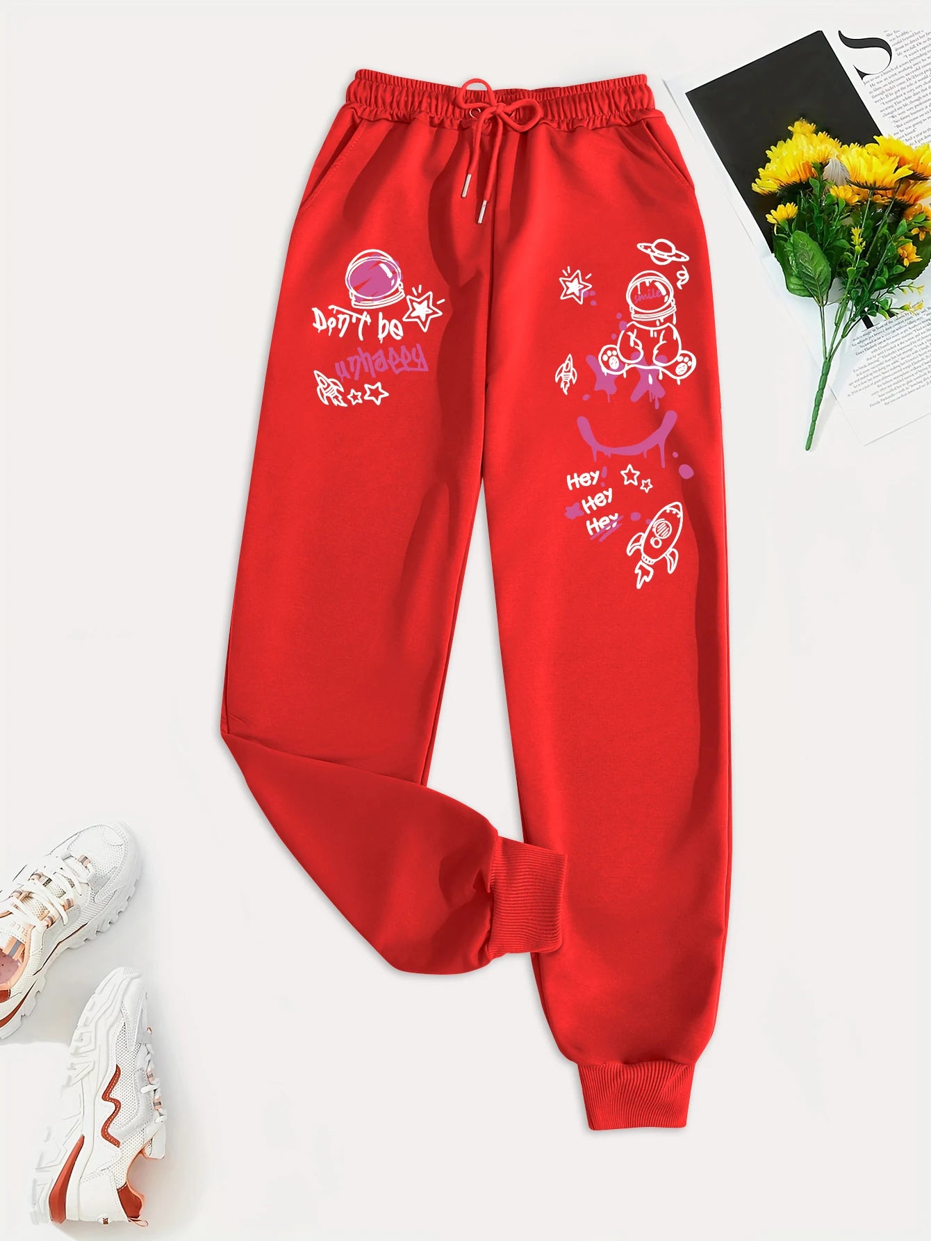 Women’s Graffiti Print Streetwear Pants