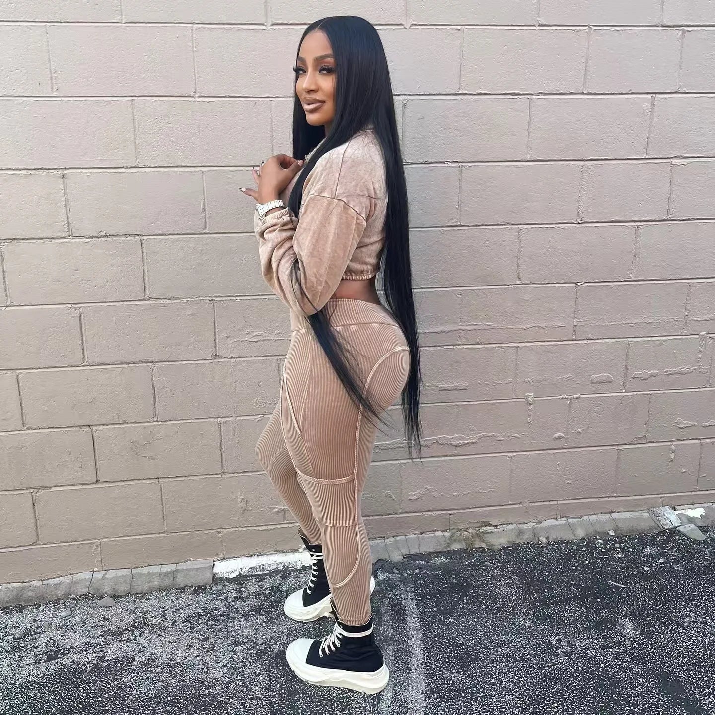 Washed Knitted Two-Piece Set