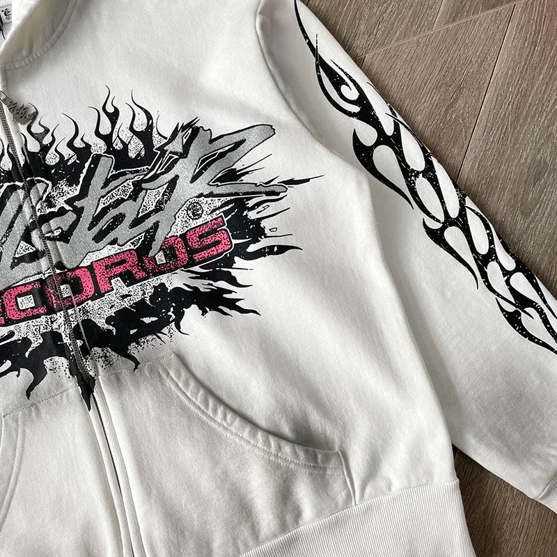 HS Flame Glitter Zip-Up Hoodie