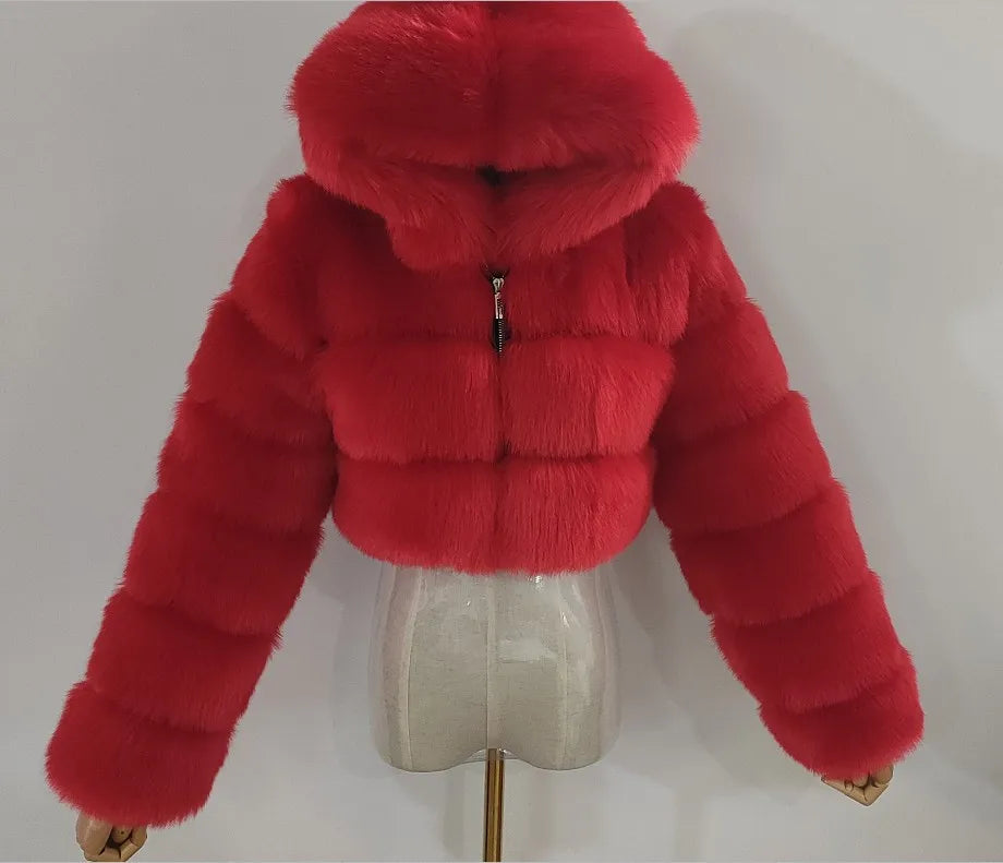 Faux Fur Cropped Fluffy Jackets