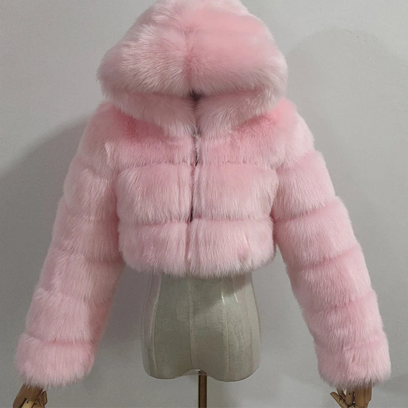 Faux Fur Cropped Fluffy Jackets