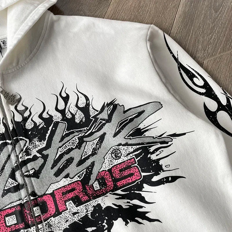 HS Flame Glitter Zip-Up Hoodie