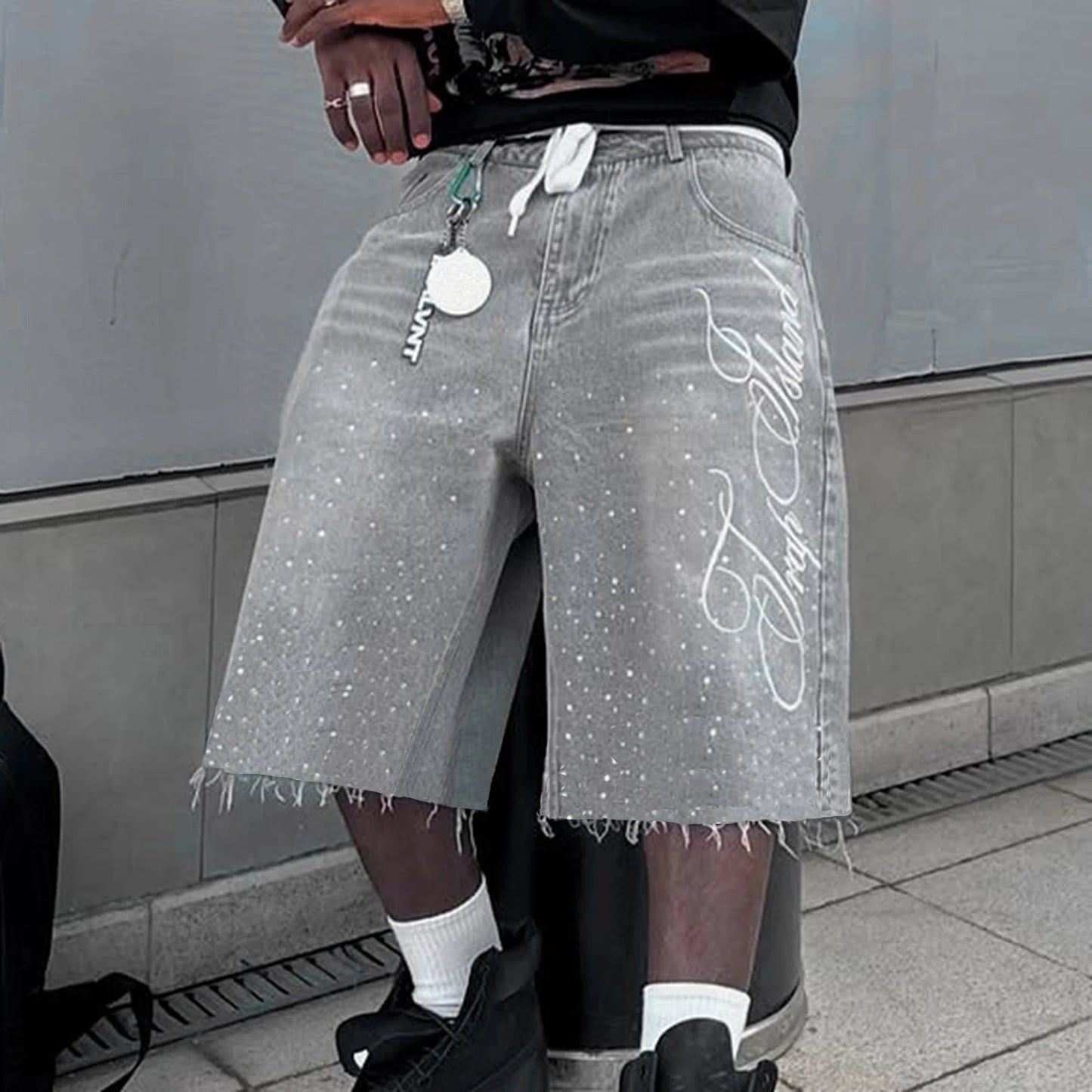 Embroidered Denim Shorts