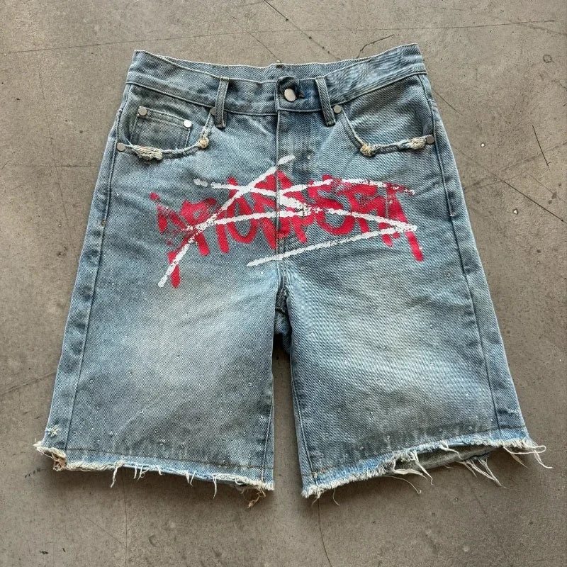 Y2K Graffiti  Distressed Shorts