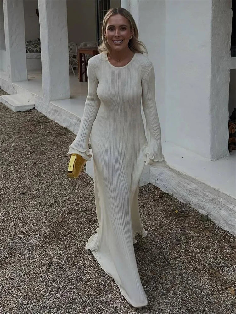 Women Lace-Up Maxi Dress
