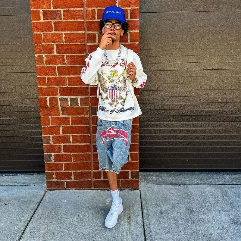 Y2K Graffiti  Distressed Shorts