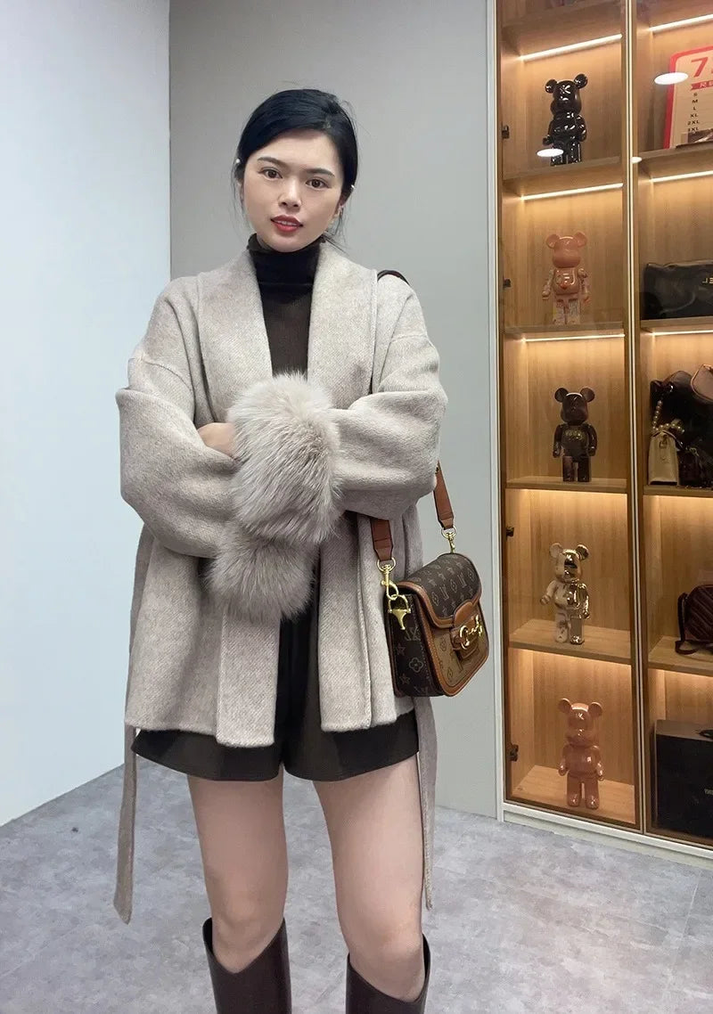 Women Wool Fur Coat