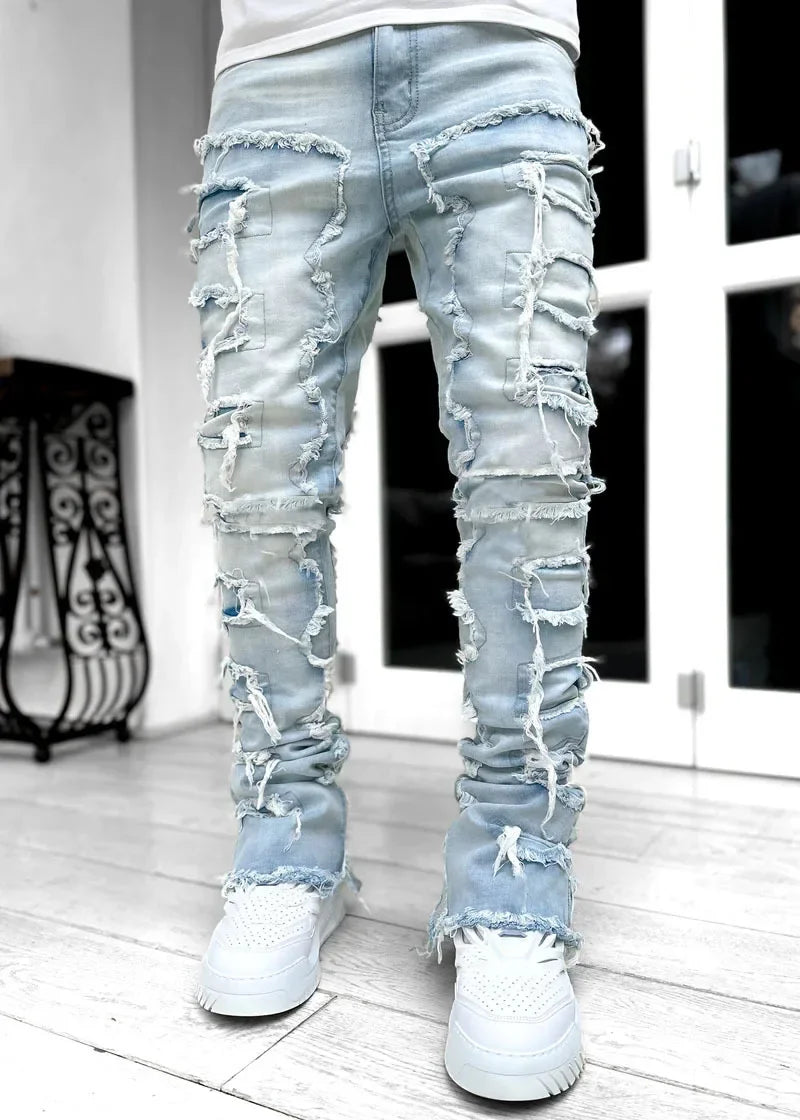 Men’s Ripped Stacked Jeans