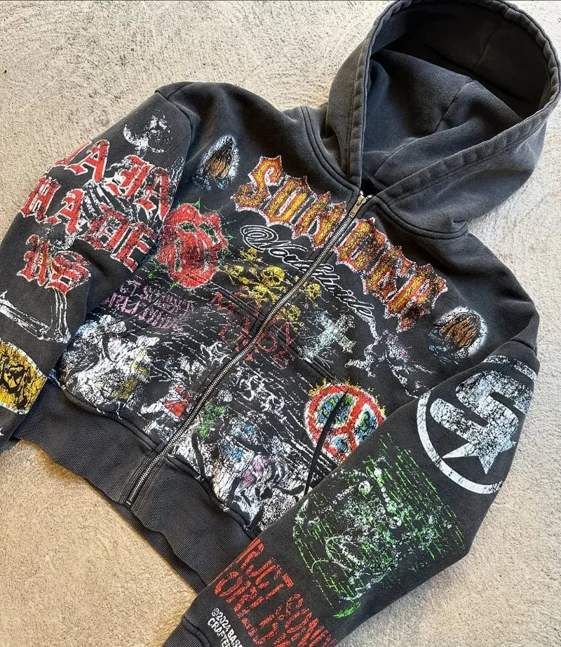 Retro Gothic Streetwear Hoodie