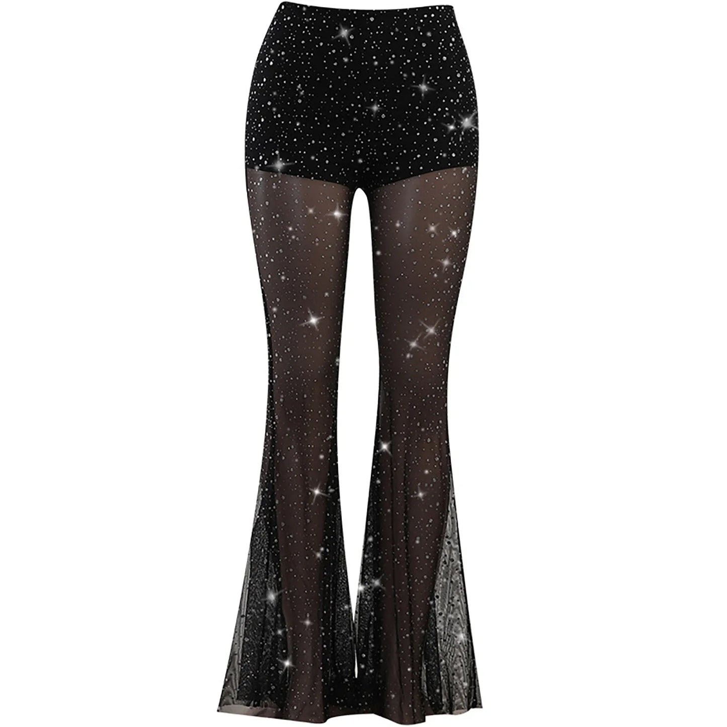 Rhinestone High-Waist Street Pants