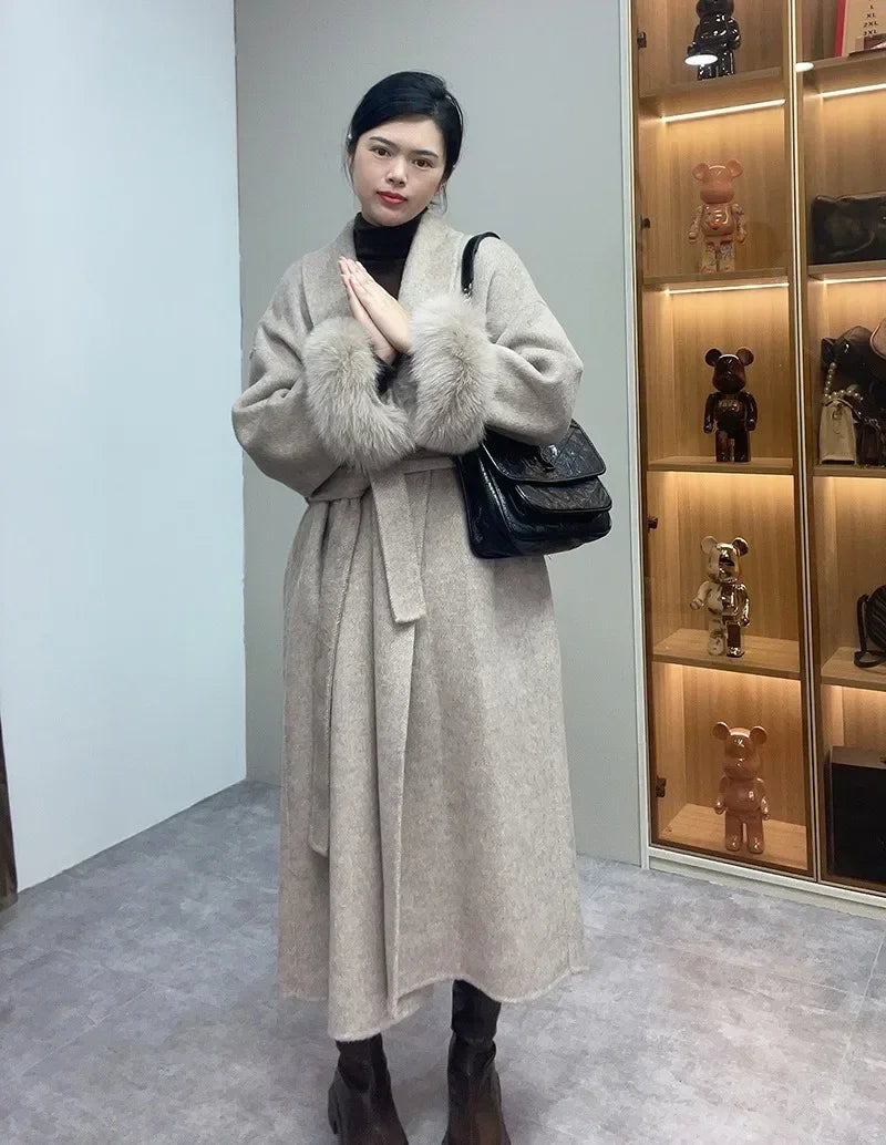 Women Wool Fur Coat