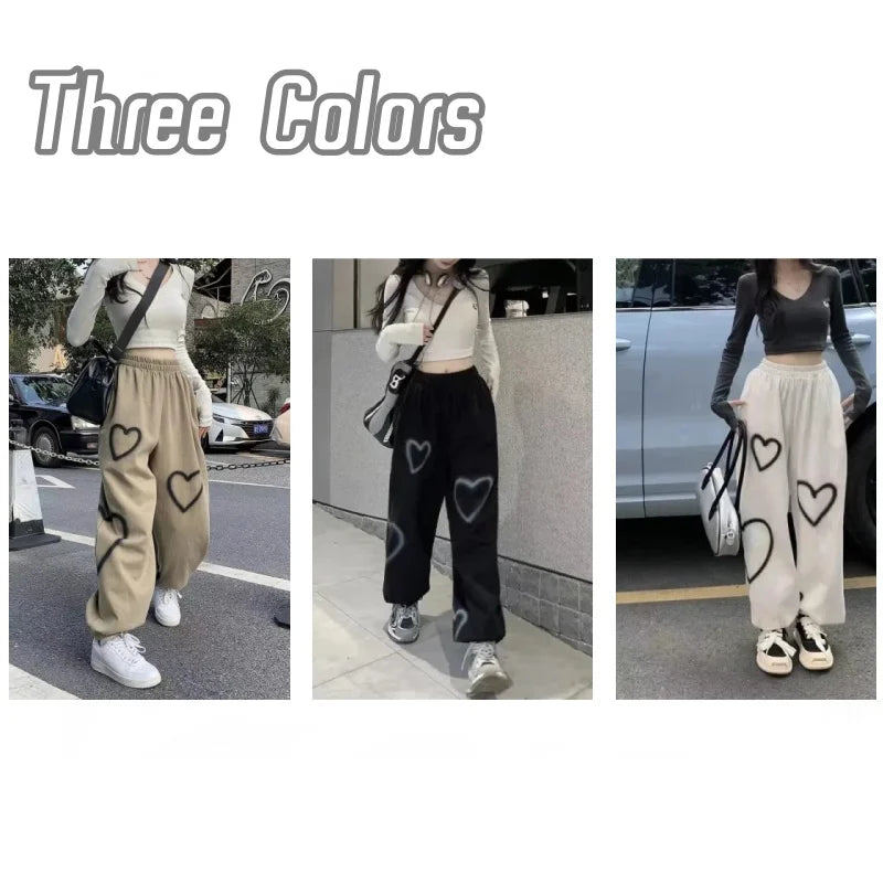 Loose Fit White Heart Pants