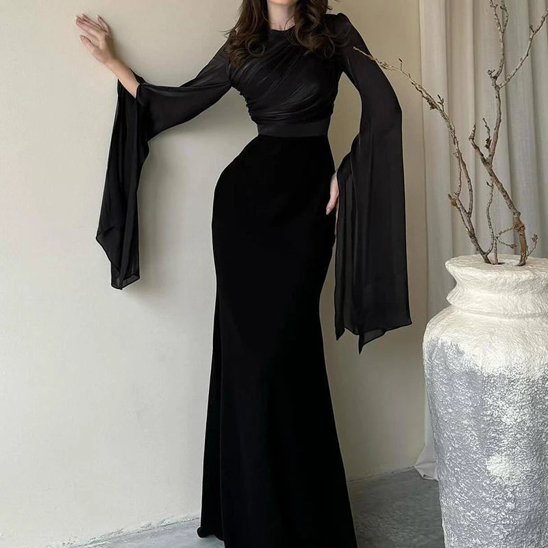 Slim Evening Satin Maxi Dress