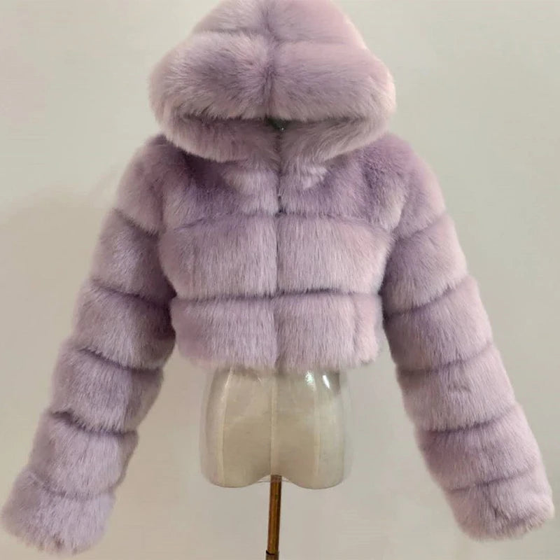 Faux Fur Cropped Fluffy Jackets