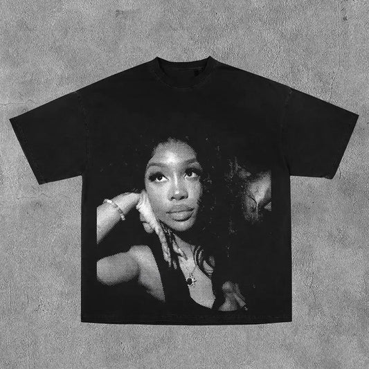 Hip-Hop Character Pattern T-shirt