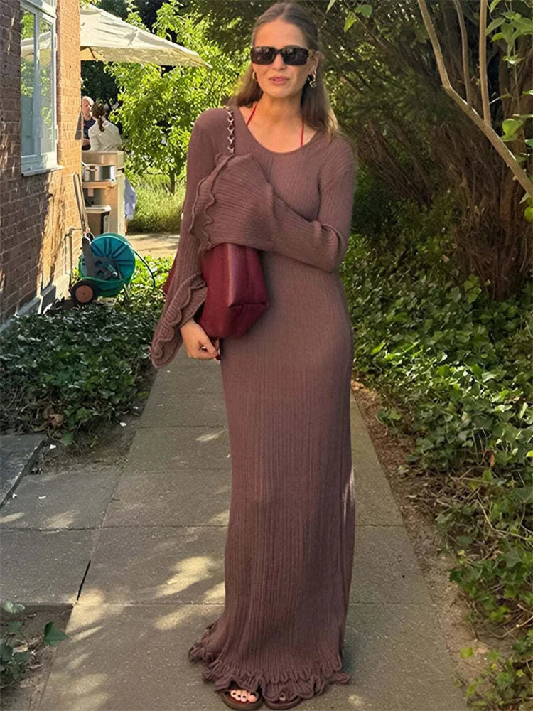Women Lace-Up Maxi Dress