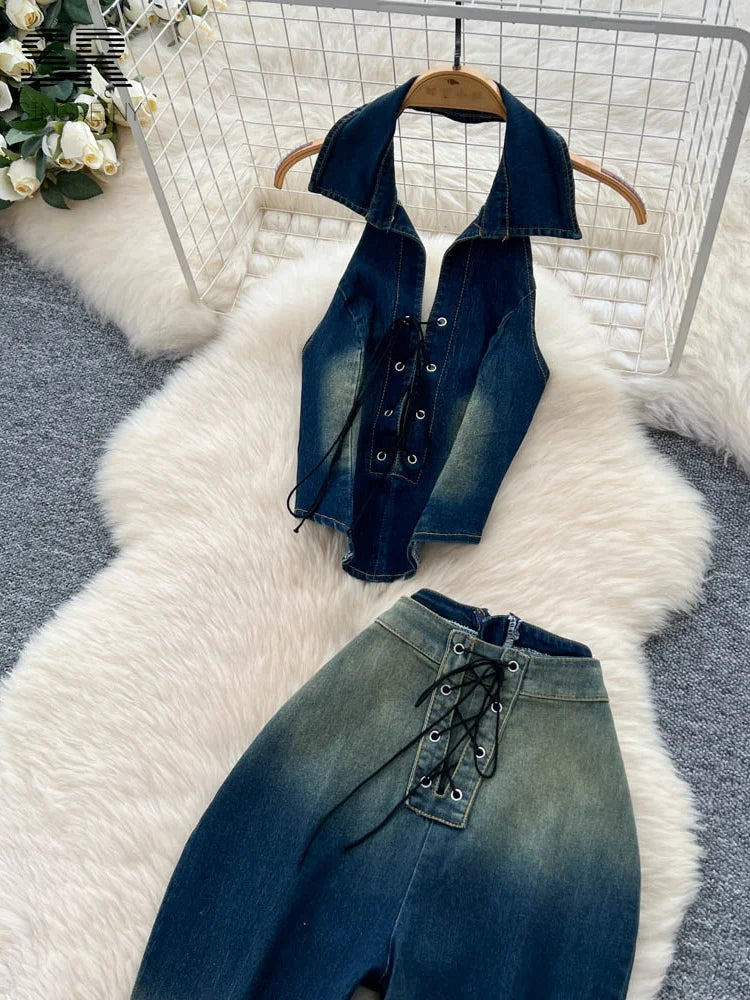 SINGREINY Women Denim Set