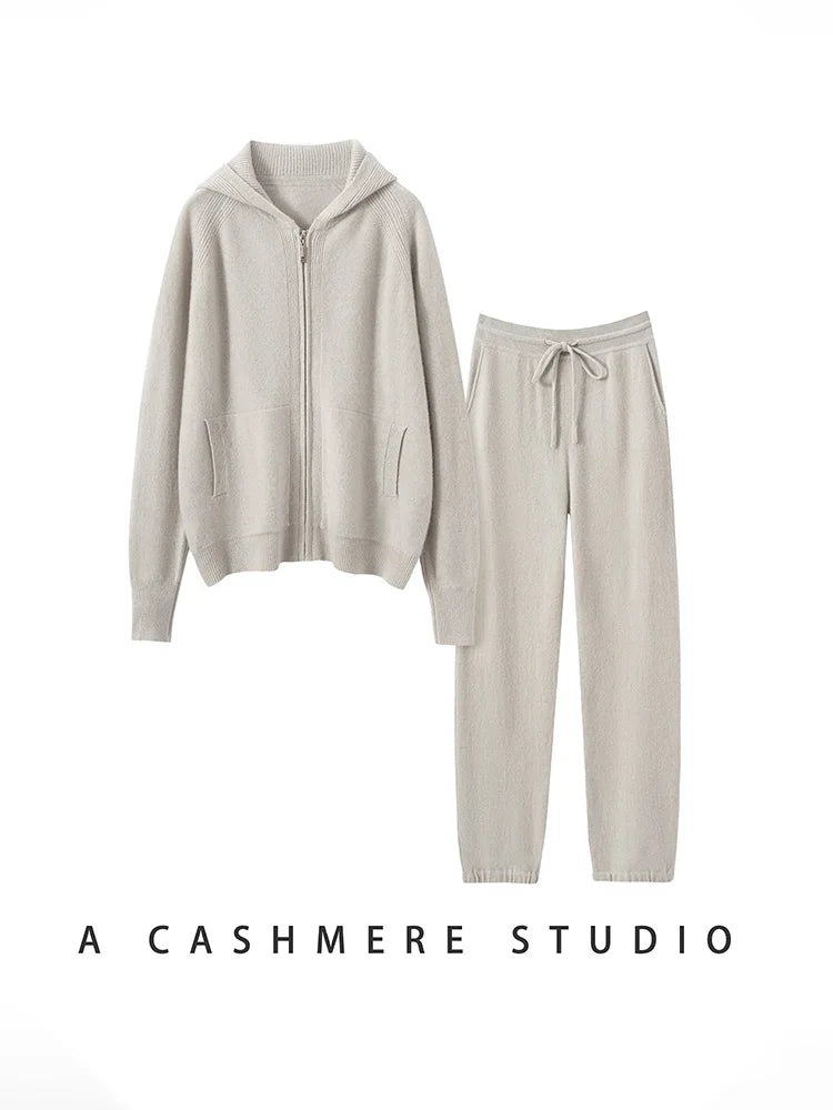 Cashmere Hooded Cardigan Set