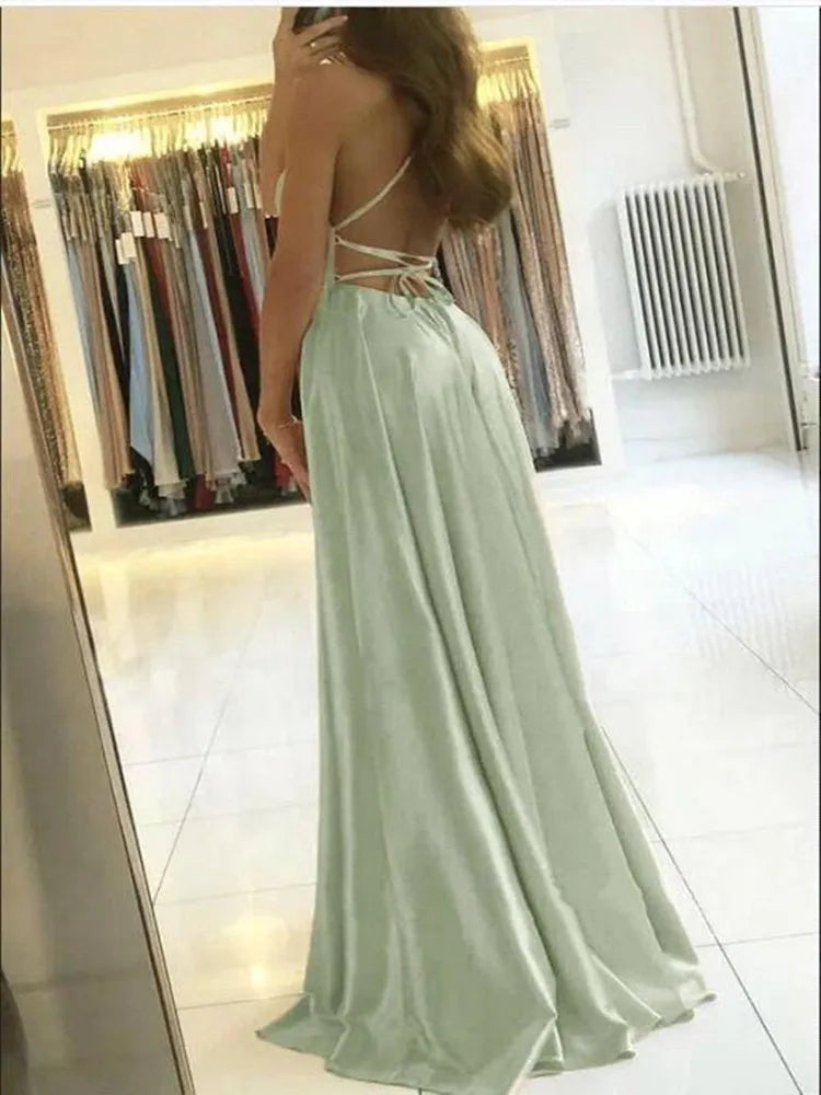 Satin Side Slit Dress